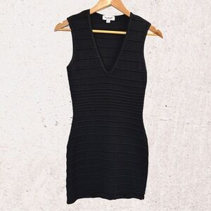 bundle 3 or more Black Ribbed V-Neck Bodycon Mini Dress